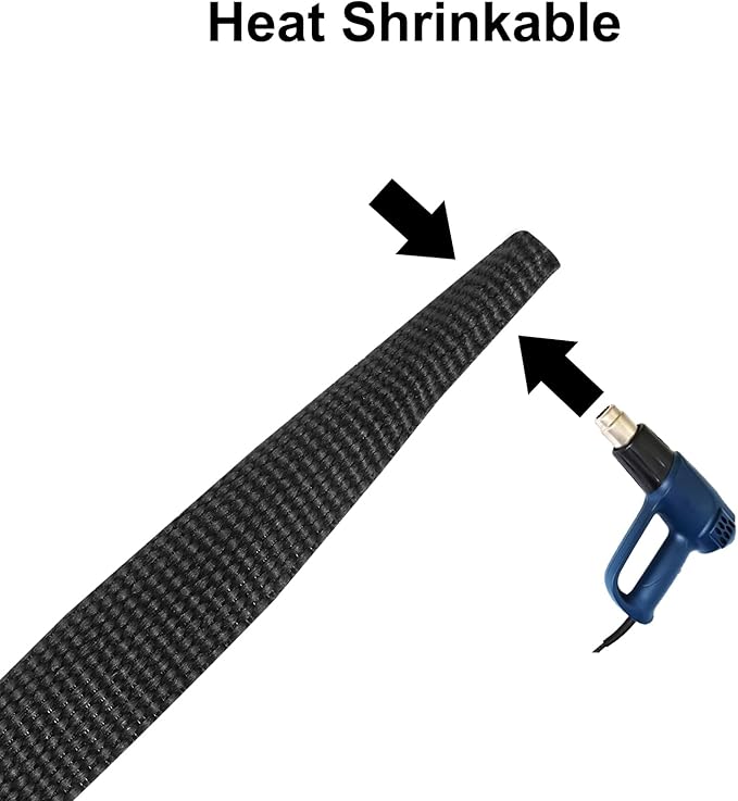 MECCANIXITY Braided Cable Sleeves Heat Shrinkable Fabric Sleeving, 1/4" 33ft - Image 3