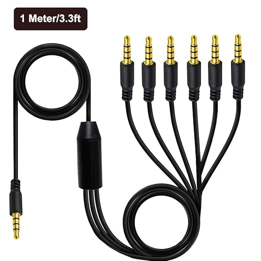 MysRuida 3.3ft 1/8” 3.5mm TRRS Stereo Audio Cable, 1 to 4 Splitter Male Aux Cord - Image 3
