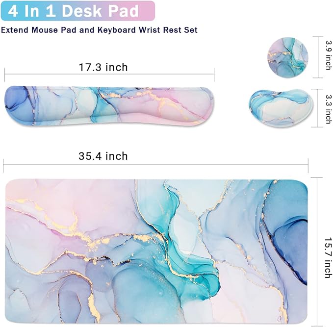 Large Mouse Pad Desk Dad, 4-in-1 Keyboard Wrist Rest Pad & Wrist Support Mouse - Image 2