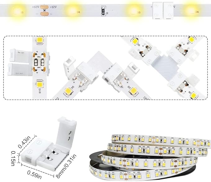 LightingWill 2 Pin LED Strip Light Connector Kit, 8mm Solderless Adapter - Image 2