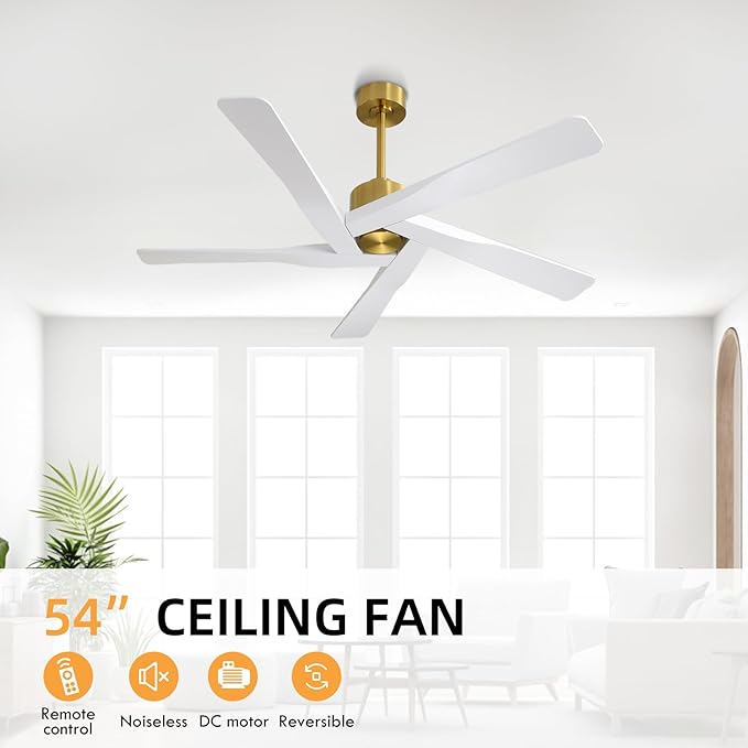 WINGBO 54" ABS DC Ceiling Fan No Light, 5 Blade ABS Plastic Ceiling Fan - Image 7