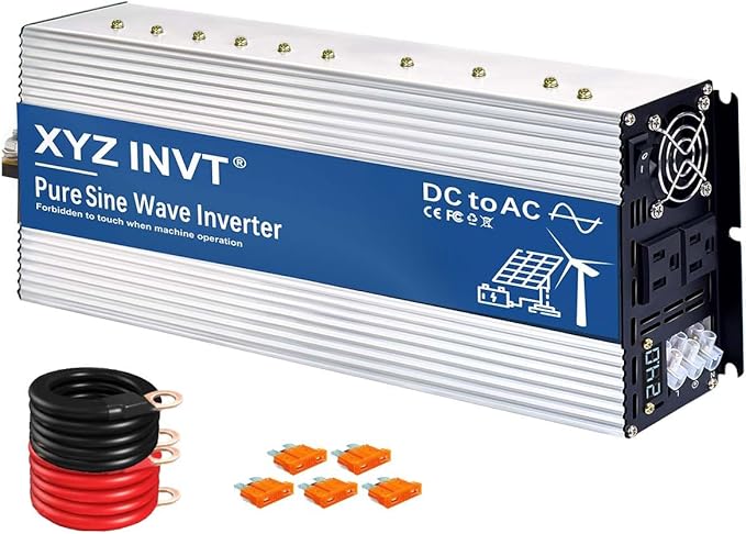 XYZ INVT 3000W Pure Sine Wave Inverter 24V to 120V AC, 6000W Peak Power by XYZINVT