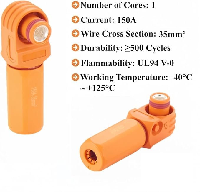 IP67 Waterproof EV Battery Container Connector Right Angle 150A 35mm² HV Energy - Image 3