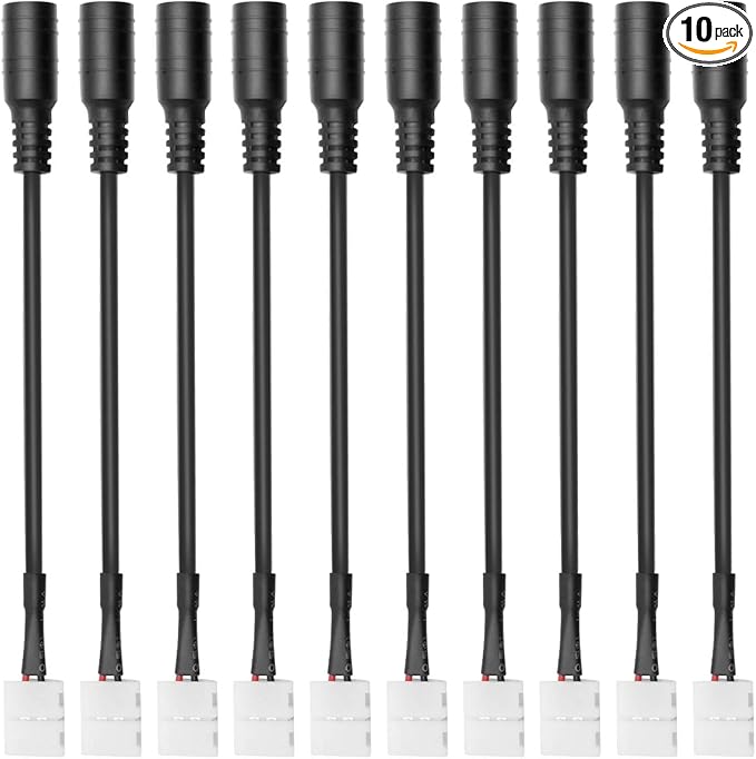 LightingWill 10pcs/Pack DC Female Plug Solderless Snap Down 2Pin Conductor LED by LightingWill