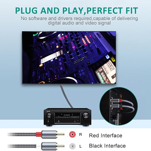 Goalfish RCA Cable, 6FT RCA Audio Cable Stereo 2RCA to 2RCA Male to Male Cord - Image 4