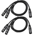 2 Pack XLR Splitter Cable, 1 Maleto 2 Female, 5FT Stereo Mic to L&R Audio by SZLliyxs