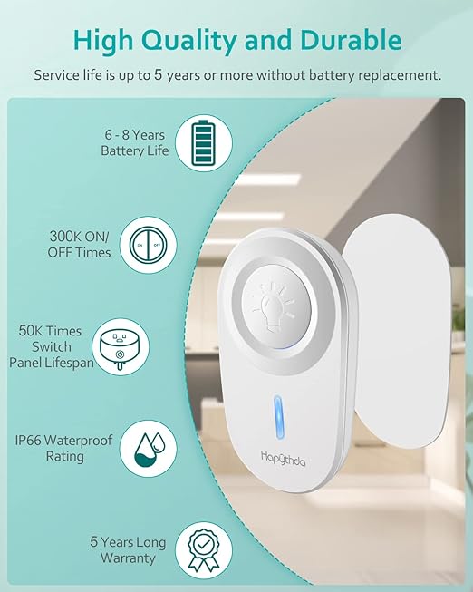 HAPYTHDA Wireless Remote Control Outlet Plug, No Wiring Needed Remote Light - Image 3