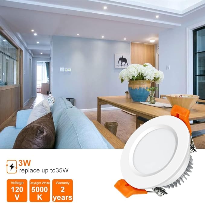 inShareplus 2 Inch LED Recessed Lighting, Downlight Dimmable 3W, 5000K Daylight - Image 4