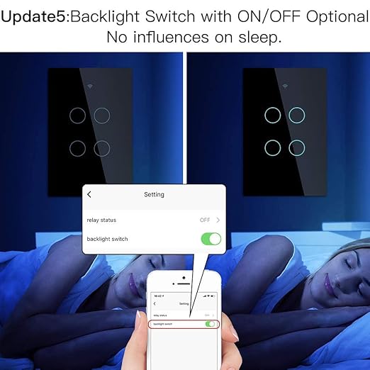 MoesGo WiFi Smart Wall Light Switch, Glass Panel, 2.4GHz Wi-Fi Touch Switches - Image 8