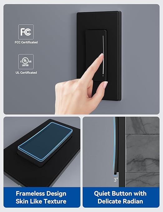 ELEGRP Smart Dimmer Light Switch DTR10, Single Pole Setup, 2.4GHz Wi-Fi Touch - Image 3