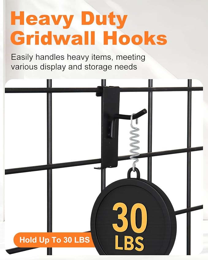 Alffun 60 Pcs Grid Wall Hooks, 2/4/6 Inch Heavy Duty Wire Grid Display Hooks - Image 5