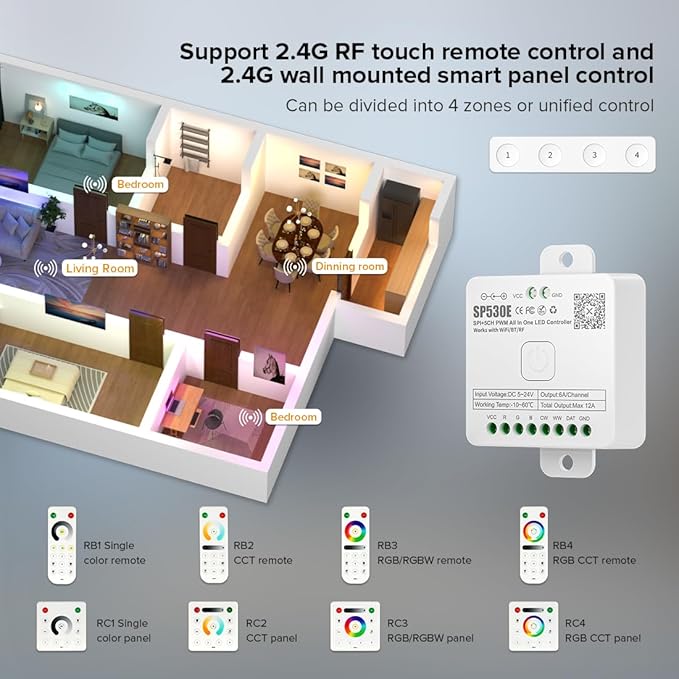 BTF-LIGHTING SP530E WiFi Alexa Bluetooth LED Controller Support PWM Monochrome - Image 4