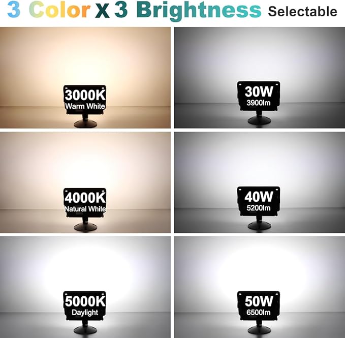 kadision LED Flood Light Outdoor, 50W/40W/30W 6500lm 3000K/4000K/5000K - Image 2