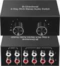 Y.D.F 4-Way Bi-Directional RCA Switch, HiFi AV L/R Sound Channel 2 in 4 Out or by YDF