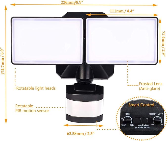 EMANER Motion Sensor Flood Light Dusk to Dawn, Outdoor LED Security Lights - Image 6