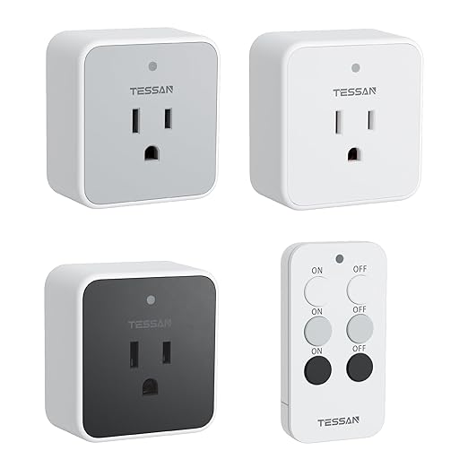 Remote Control Outlet, TESSAN 3 Pack Wireless Remote Light Switch, On Off by TESSAN