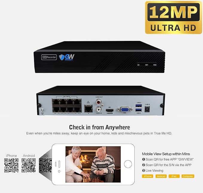GW Security Smart AI 8 Channel 12MP NVR Ultra-HD 4K PoE Security Camera System - Image 3