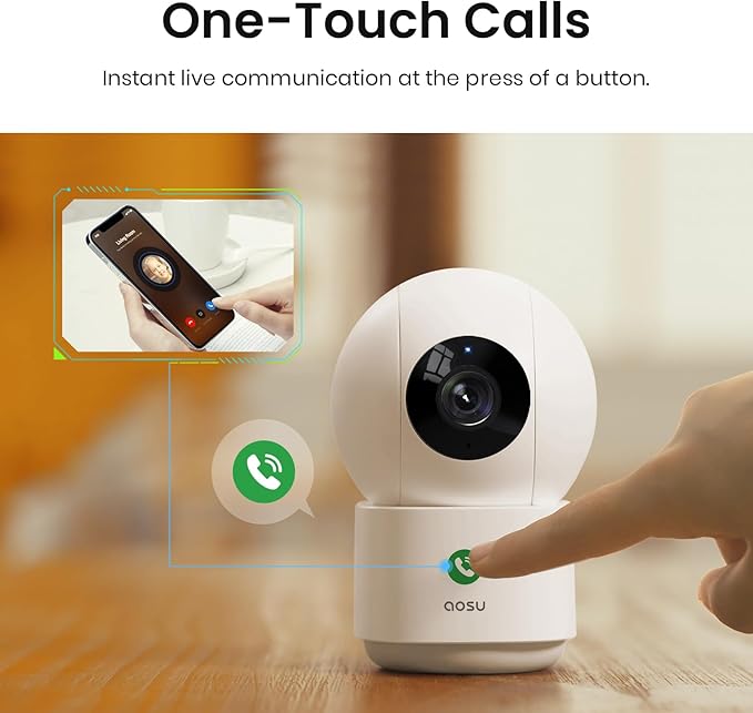 aosu 2K Security Camera Indoor, Baby Monitor Pet Camera One-Touch Call - Image 2