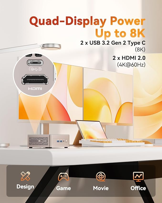 GEEKOM A5 2026 Mini PC with AMD Ryzen 5 7430U, 3-Year Coverage, 16GB RAM&1TB - Image 5