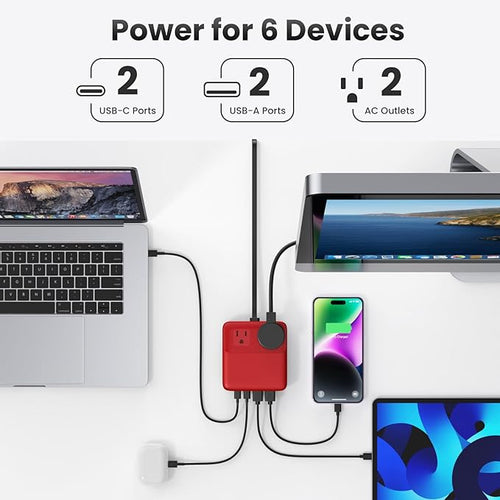 135W Charging Station USB C Power Strip, 6-in-1 GaN USB C Charger Block - Image 2
