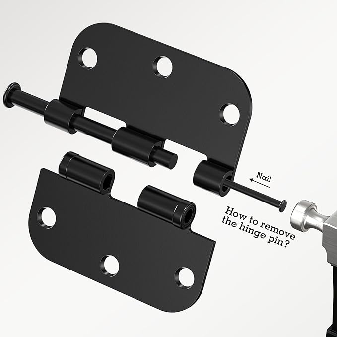 24 Pack Ball Bearing Door Hinges Matte Black 3.5 Inch 5/8"Radius Rounded Squeak - Image 5