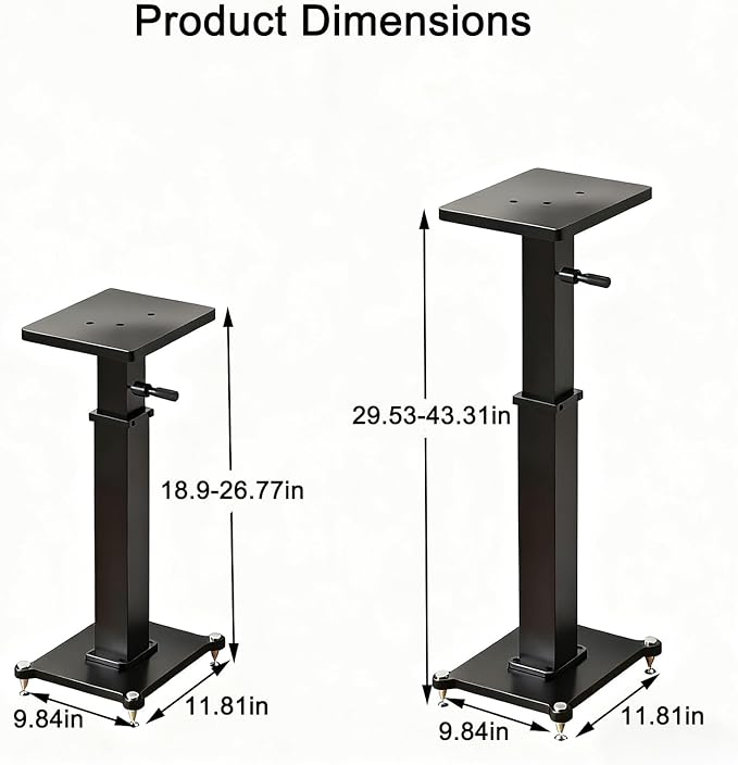 18.9-26.8in Height Adjustable Speaker Stands Pair up to 110lbs, Heavy Duty - Image 3