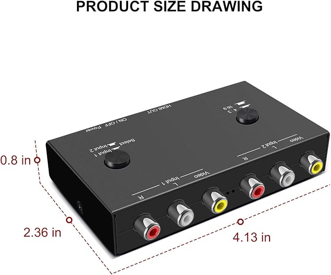 ZUZONG 2 RCA to HDMI, 1080P 2 Way RCA Composite CVBS AV Switch to HDMI Video - Image 4