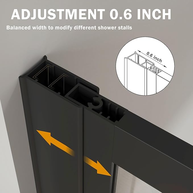 Goodyo 46 in. W x 72 in. H Bathroom Shower Glass Door Framed Tempered Clear - Image 7