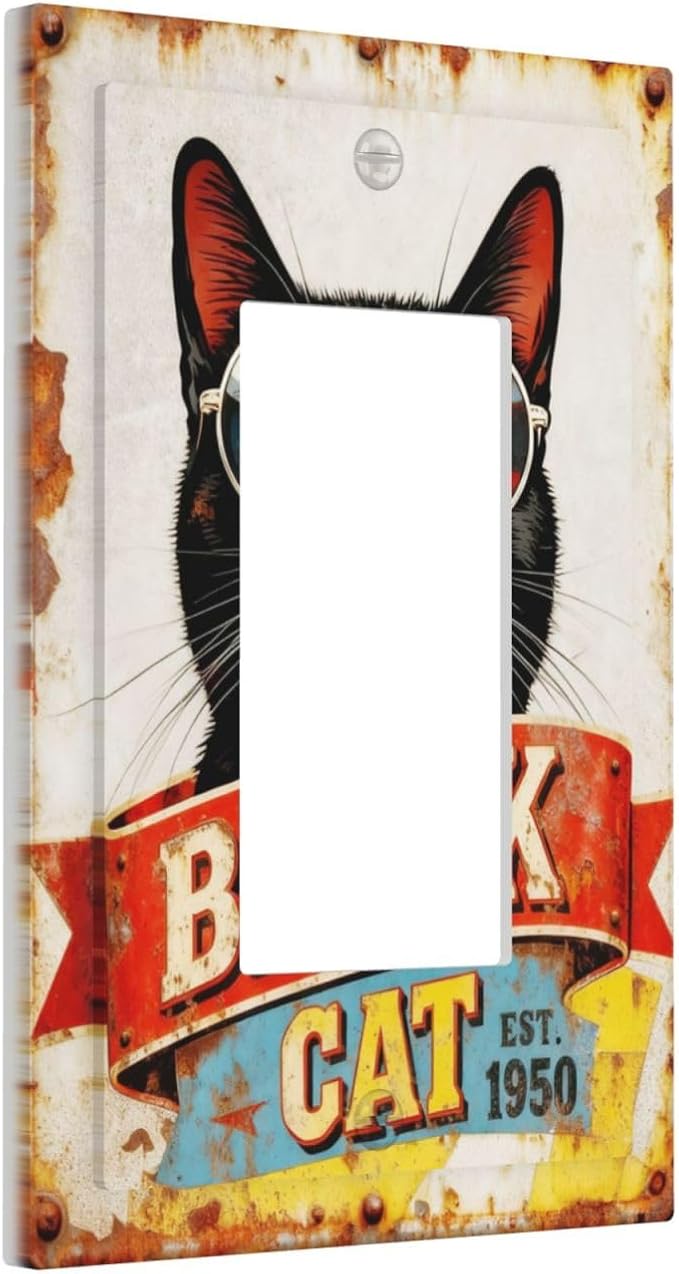 Bvtewkhz Black Cat Vintage 1 Gang Single Rocker Decorative Outlet Covers Light - Image 2