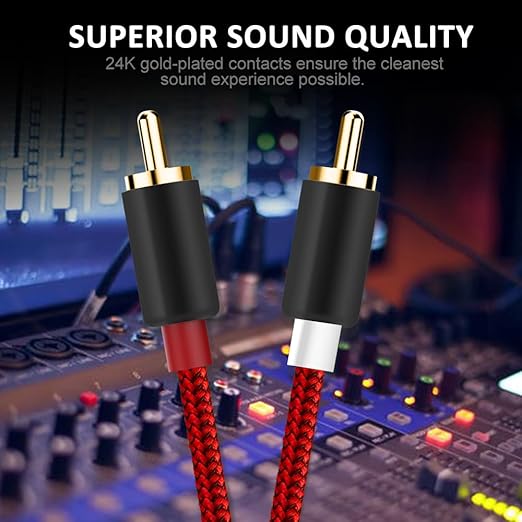 Goalfish RCA Cable, 10 FT 2-Male to 2-Male RCA Audio Cord Stereo Subwoofer - Image 3