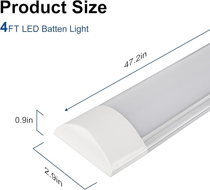 colmeguna 2 Packs 4FT LED Batten Light, Ultra-Thin Ceiling Surface Mounted Light - Image 2