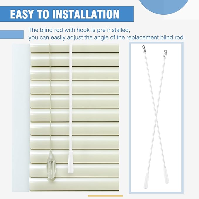 Bokon 2 Pieces White Fiberglass Blind Wand Vertical Blinds Stick Replacement - Image 5