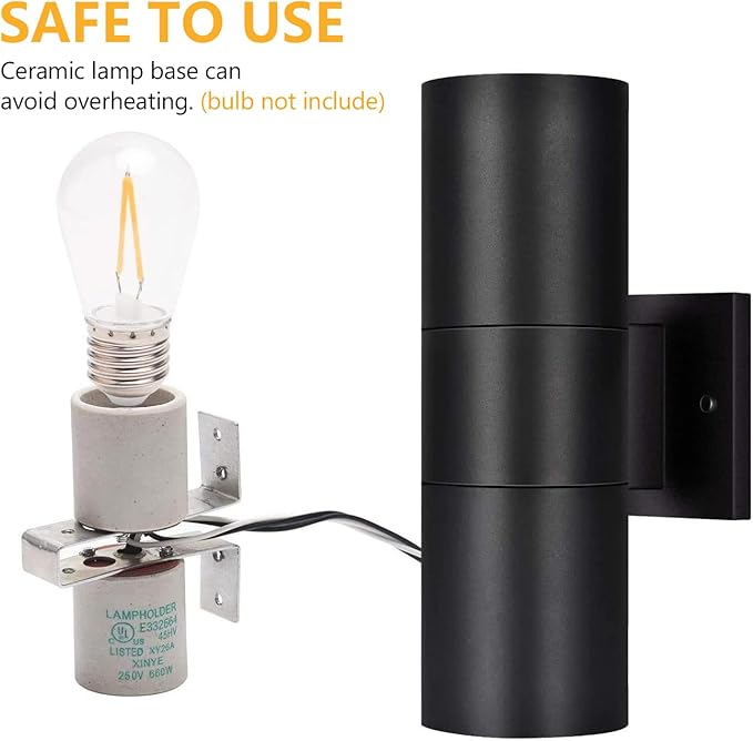 wowlite Outdoor Wall Light, Exterior Lighting, Matte Black Waterproof Wall - Image 6