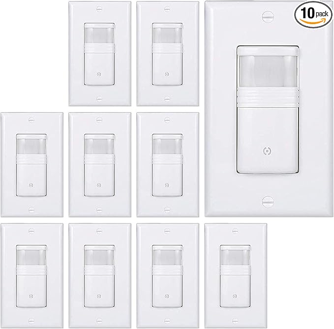 EverElectrix 10 Pack Motion Sensor Light Switch, Neutral Wire Required by EverElectrix
