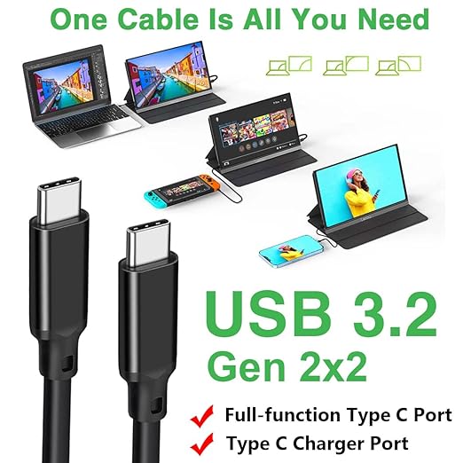 10FT USB-C 3.2 Gen 2×2 Display Monitor Video Link Data Transfer Cable - Image 5