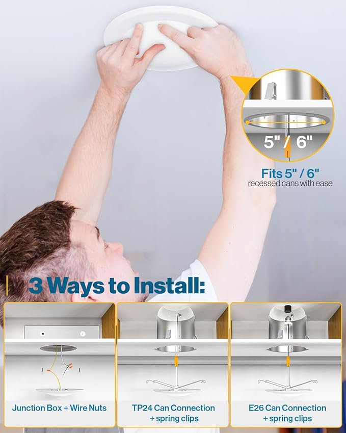 Sunco 5/6 Inch LED Disk Lights, Flush Mount Disc Recessed Ceiling Can Lighting - Image 4
