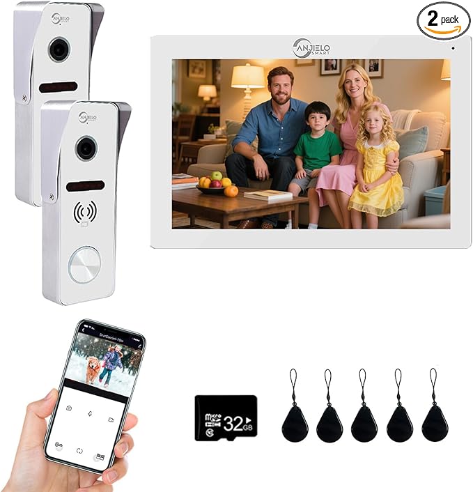 Wired Video Doorbell Intercom System 7 inch Monitor 1080P HD Camera Entry by ANJIELOSMART