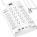 QINLIANF Surge Protector Power Strip - 10Ft Flat Plug Heavy Duty Extension Cord by QINLIANF