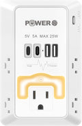Multi Plug Wall Outlet with USB Ports, Snug Wall Outlet with Night Light by Unknown
