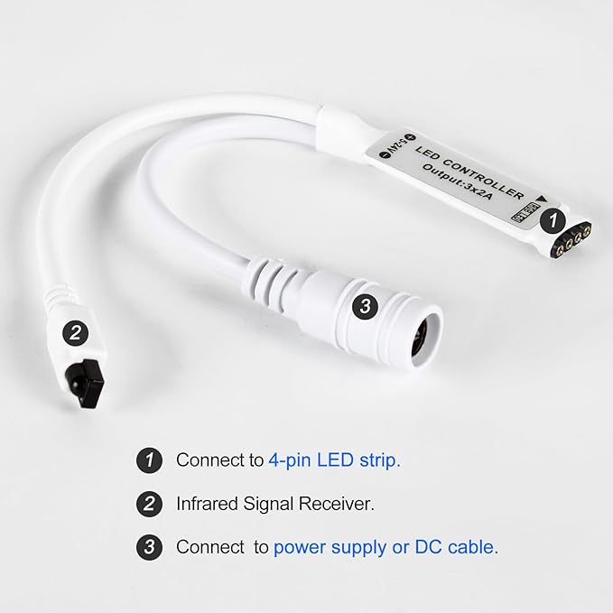 RGBZONE 4-PIN LED Controller, 44-Keys IR Wireless Remote Control, DC 5V/12V/24V - Image 2