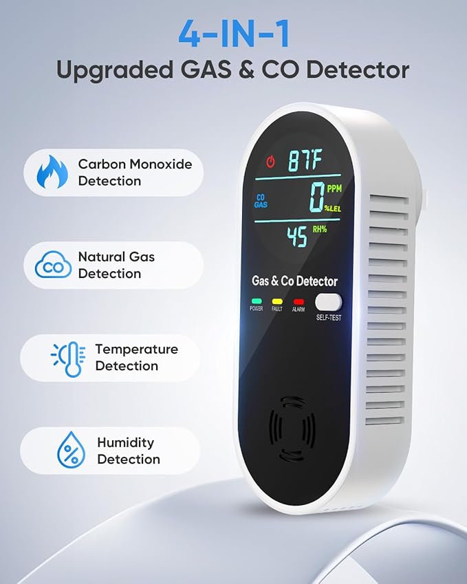 Carbon Monoxide Detectors and Natural Gas Detector, 4-in-1 Carbon Monoxide - Image 2