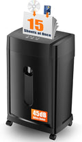 KRT Ultra-Quiet Paper Shredder 38dB, 30 Min Run Time, 15 Sheet Cross-Cut by KRTKRT