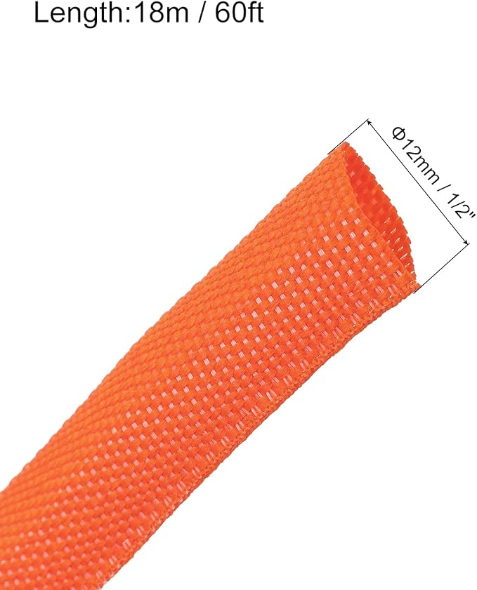 MECCANIXITY Braided Cable Sleeves Heat Shrinkable Fabric Sleeving, 1/2" 60ft - Image 2