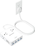 Olcorife 230W USB Power Strip, Ultra Thin Flat Plug Extension Cord 5FT by olcorife
