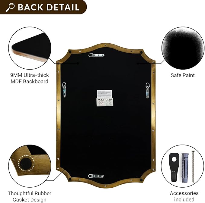 ANDY STAR Gold Vanity Mirror, 22x30 Inch Brushed Gold Mirror - Image 9