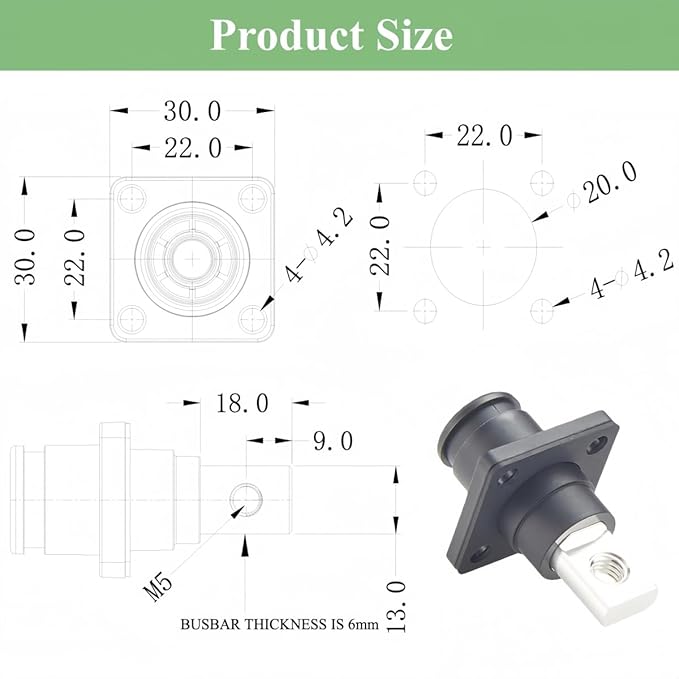 1 Set Battery Energy Storage Connector 200A 50mm² High Current HV Connectors - Image 7