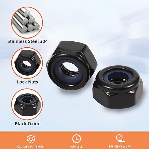 MewuDecor #8-32 Nylon Insert Hex Lock Nuts Locknuts, 304 Stainless Steel 18-8 - Image 4