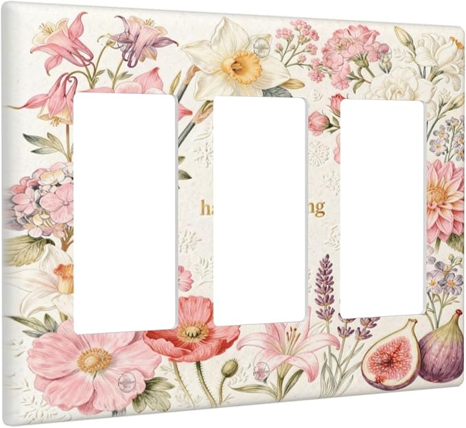 Bvtewkhz Floral Plant Watercolor Flowers 3 Gang Triple Rocker Decorative Outlet - Image 2