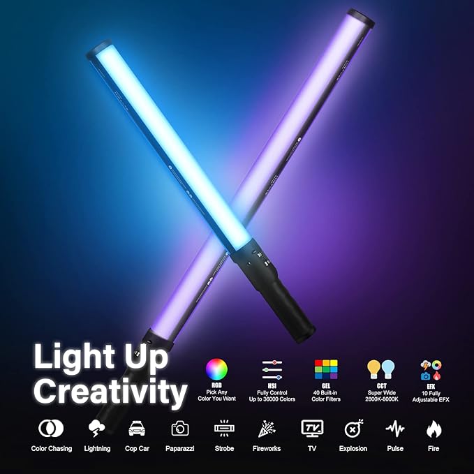 Mettlelite LS400P RGB Pixel LED Light Stick, Handheld Full Color RGBWW - Image 2