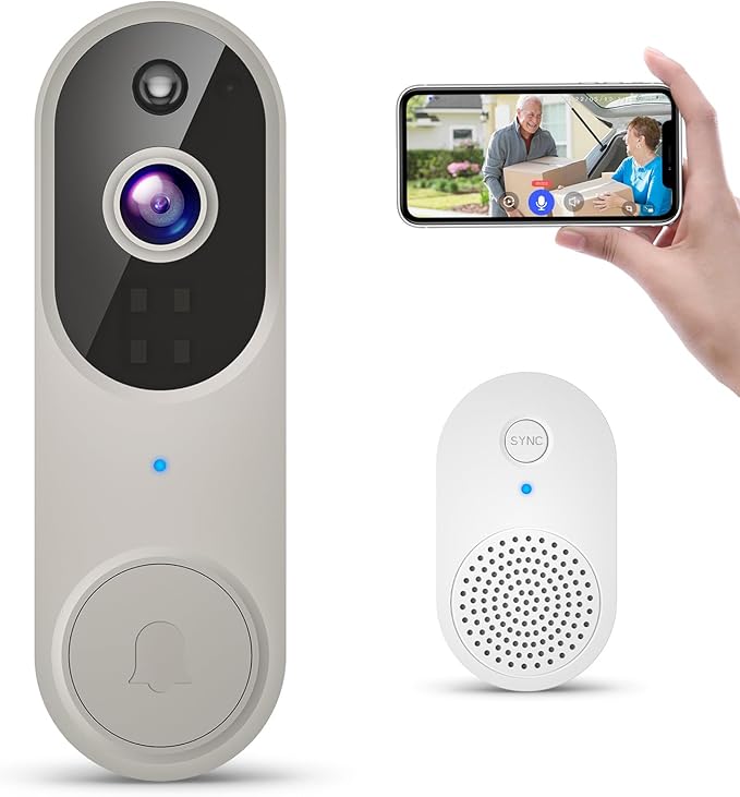 GridTera 1080p Wireless Video Doorbell Camera, AI Human Detection, Live View by GridTera